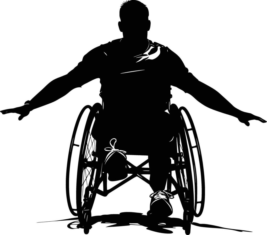 ai generato silhouette paralimpico atleta eseguire nel sport nero colore solo vettore