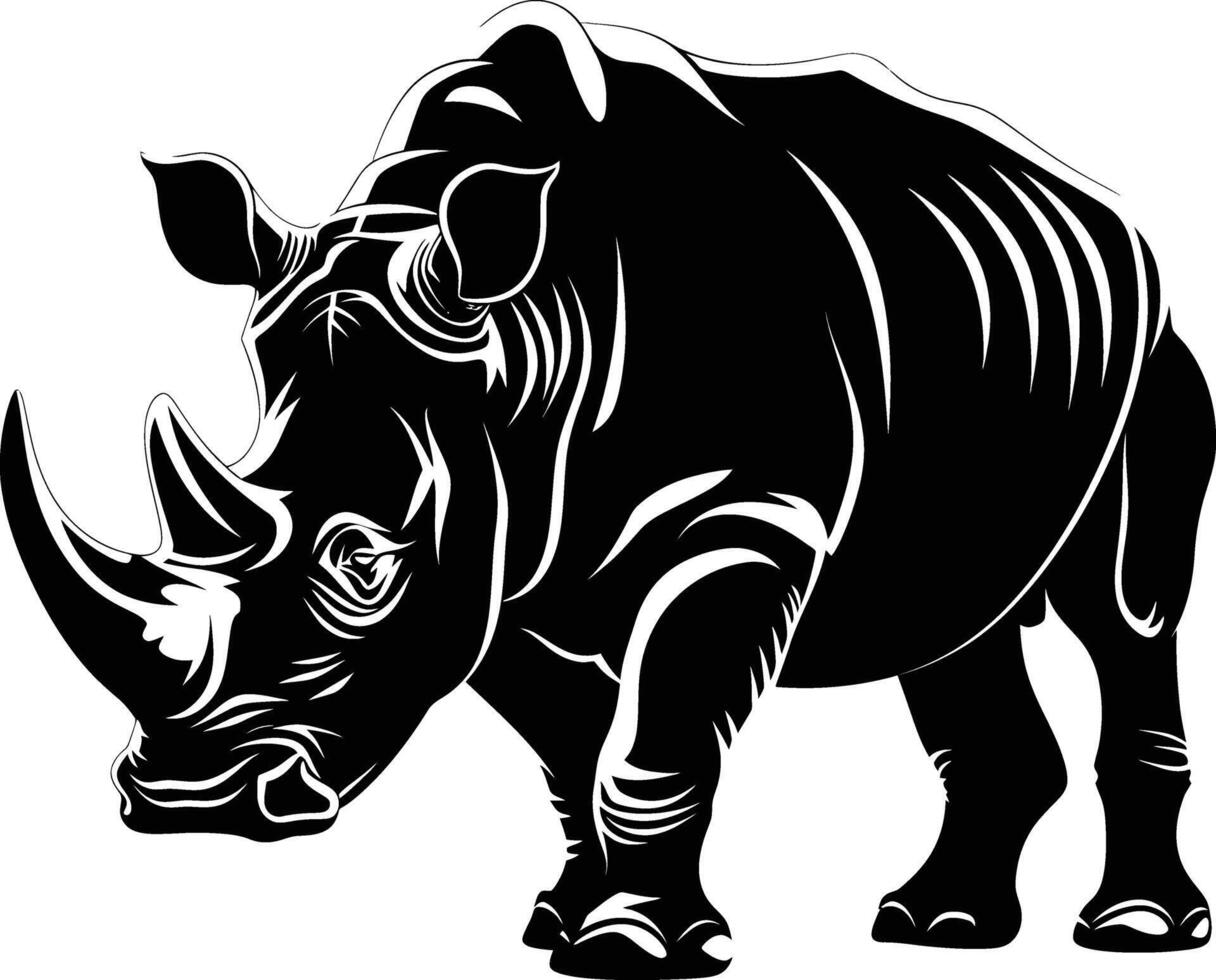 ai generato silhouette rinoceronte animale nero colore solo pieno corpo vettore