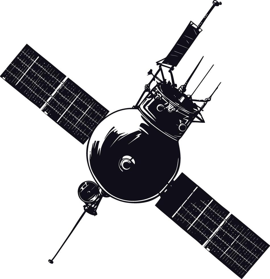 ai generato silhouette satellitare comunicazione nel spazio nero colore solo vettore