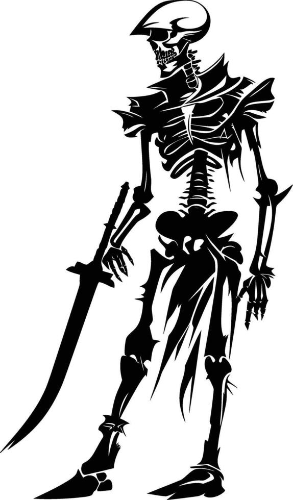ai generato silhouette scheletro guerriero nero colore solo pieno corpo vettore