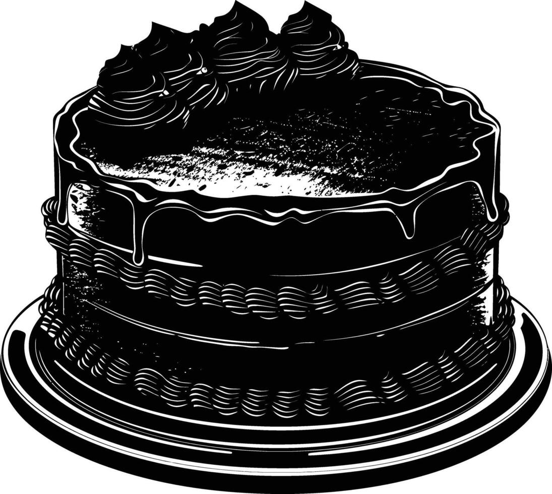 ai generato silhouette compleanno torta nero colore solo vettore