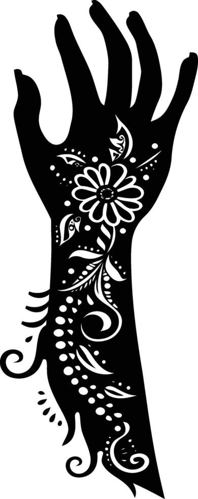 ai generato silhouette polso con alcanna tatuaggio mandala tatuaggio nero colore solo vettore