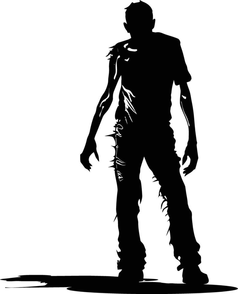 ai generato silhouette zombie nero colore solo pieno corpo vettore