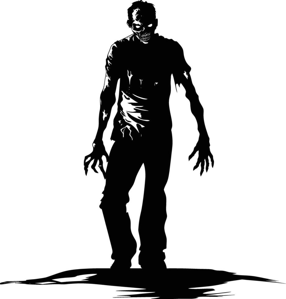 ai generato silhouette zombie nero colore solo pieno corpo vettore