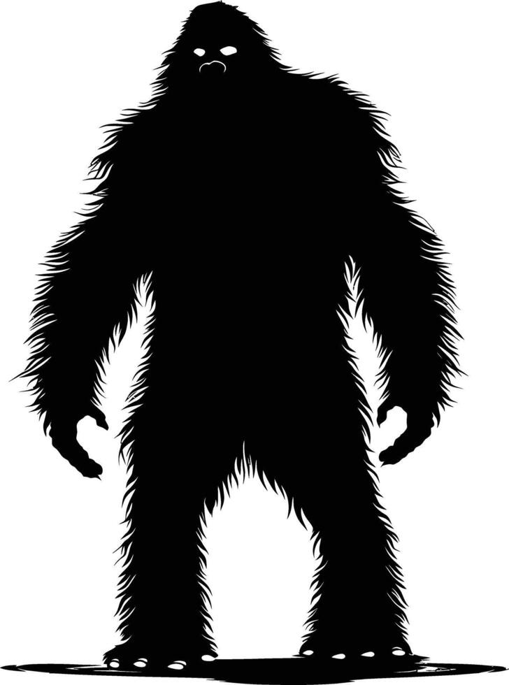 ai generato silhouette yeti il mitico creatura antico bestia nero colore solo vettore