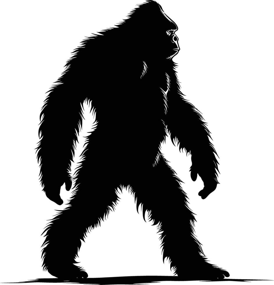 ai generato silhouette yeti il mitico creatura antico bestia nero colore solo vettore