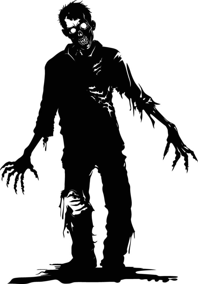 ai generato silhouette zombie nero colore solo pieno corpo vettore