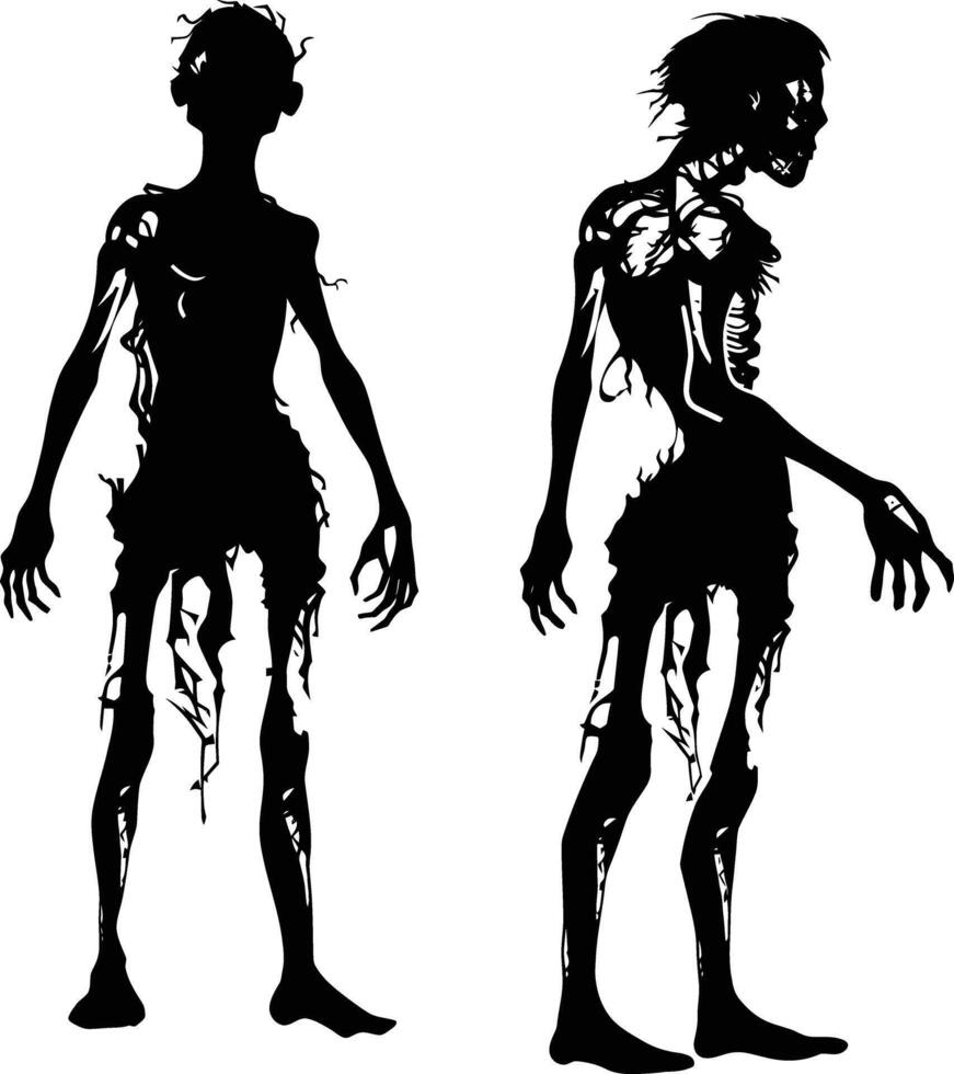 ai generato silhouette zombie donne nero colore solo pieno corpo vettore