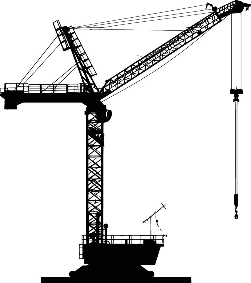 ai generato silhouette rotaia montato Torre gru industriale pesante attrezzatura nero colore solo vettore