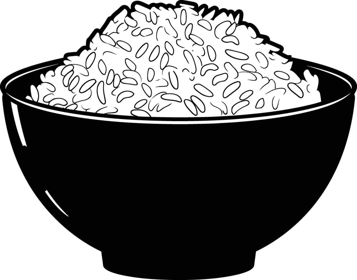 ai generato silhouette un' ciotola di riso cibo nero colore solo vettore