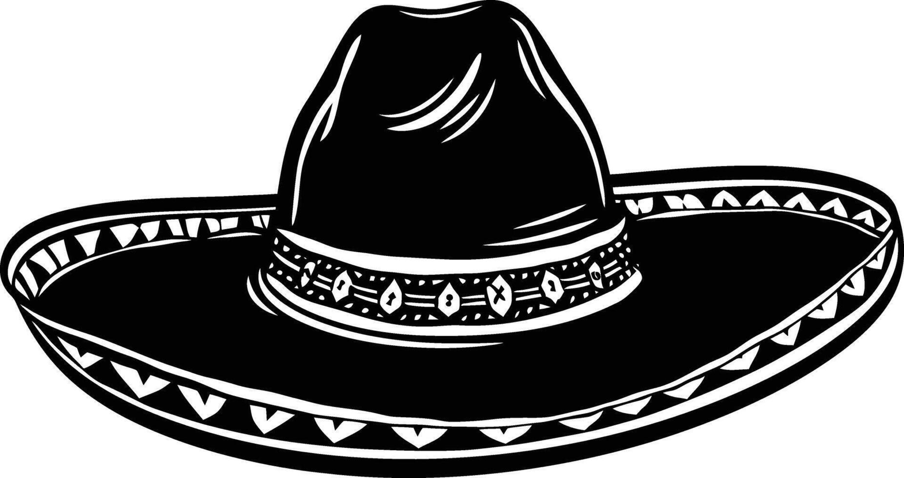 ai generato silhouette messicano cappello sombrero nero colore solo vettore
