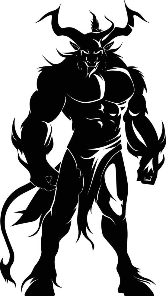 ai generato silhouette Minotauro il mitico creatura nero colore solo vettore