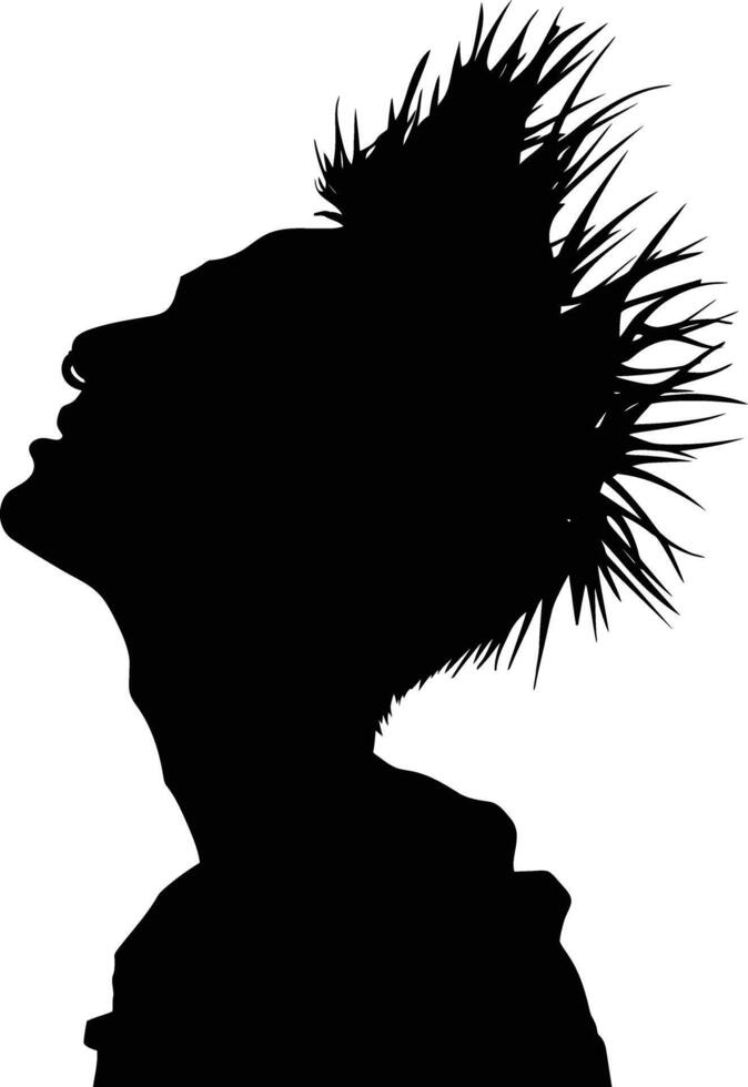 ai generato silhouette punk uomo testa pelle testa nero colore solo pieno corpo vettore