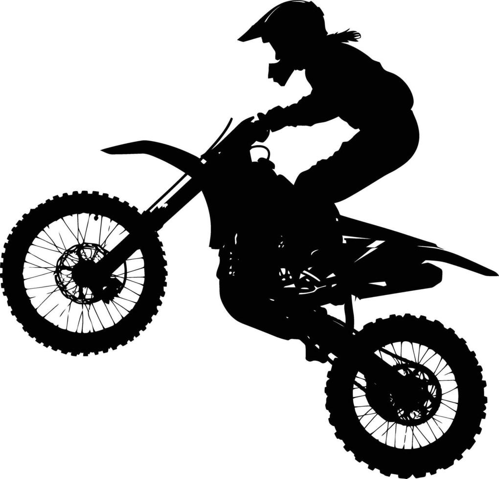 ai generato silhouette motocross salti nel il aria nero colore solo vettore