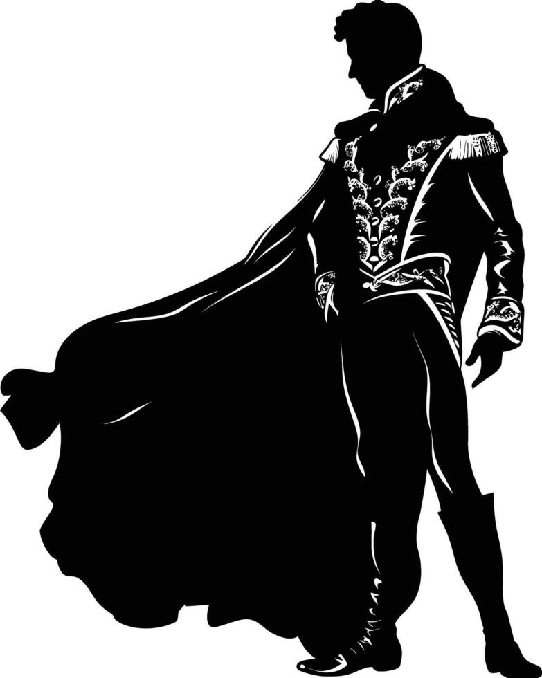 ai generato silhouette matador nero colore solo pieno corpo vettore