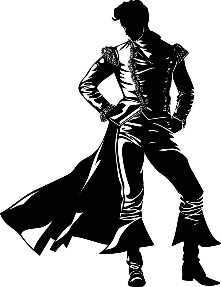 ai generato silhouette matador nero colore solo pieno corpo vettore
