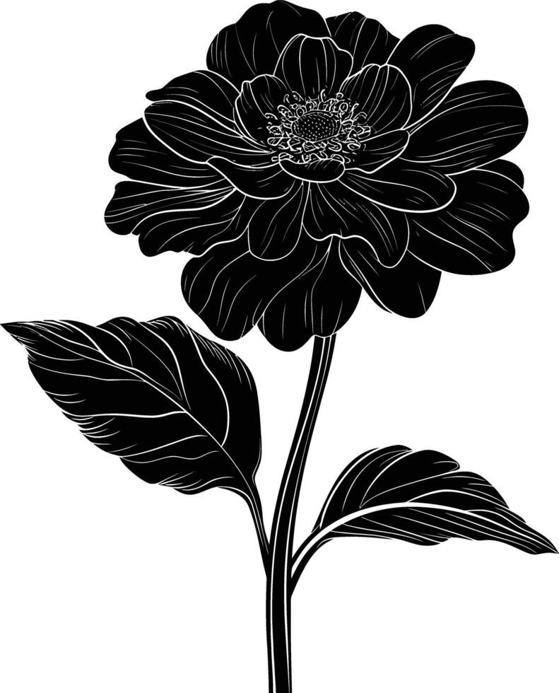 ai generato silhouette fiore pieno corpo nero colore solo vettore