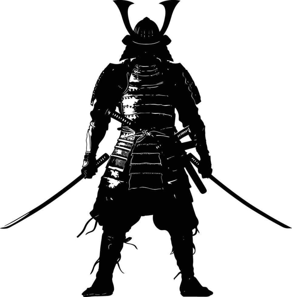 ai generato silhouette giapponese shogun guerriero nero colore solo vettore