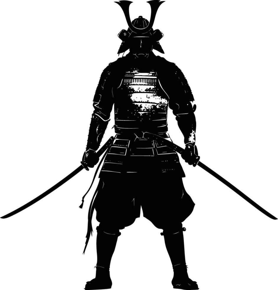 ai generato silhouette giapponese shogun guerriero nero colore solo vettore