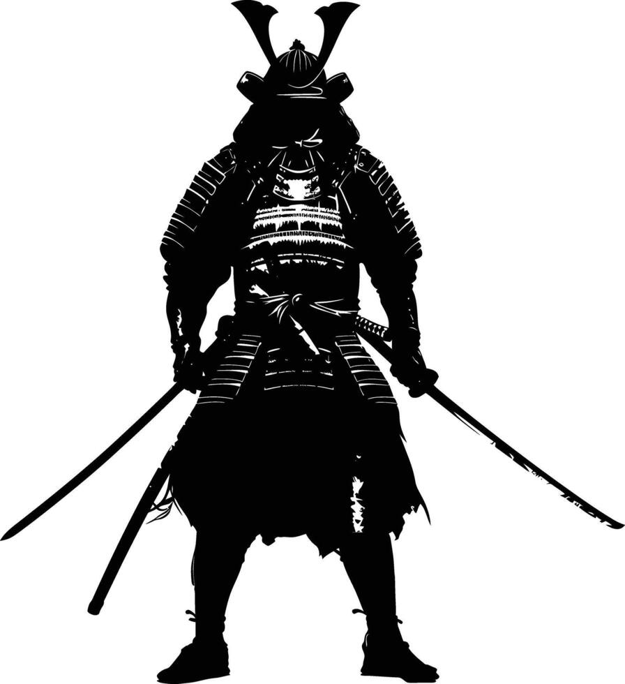 ai generato silhouette giapponese shogun guerriero nero colore solo vettore