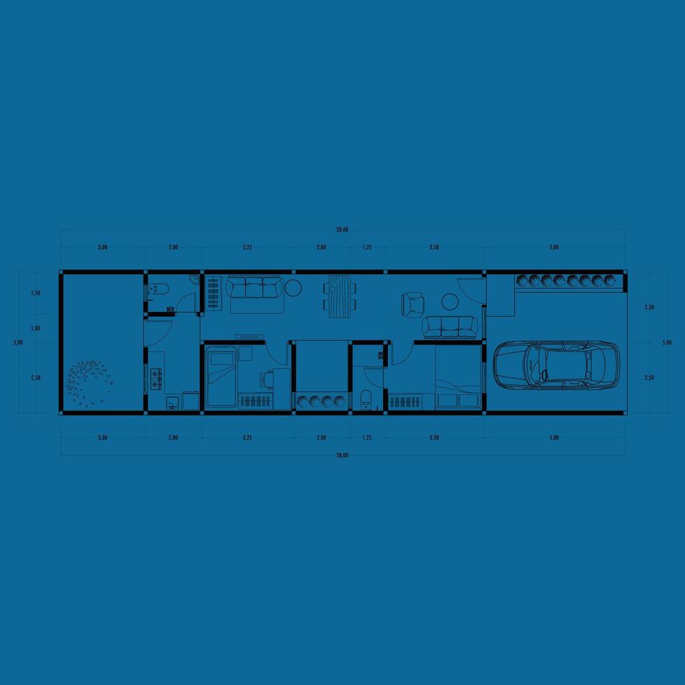 architettura Piano con arredamento. casa pavimento Piano, isolato su blu sfondo, azione illustrazione. vettore eps 10.