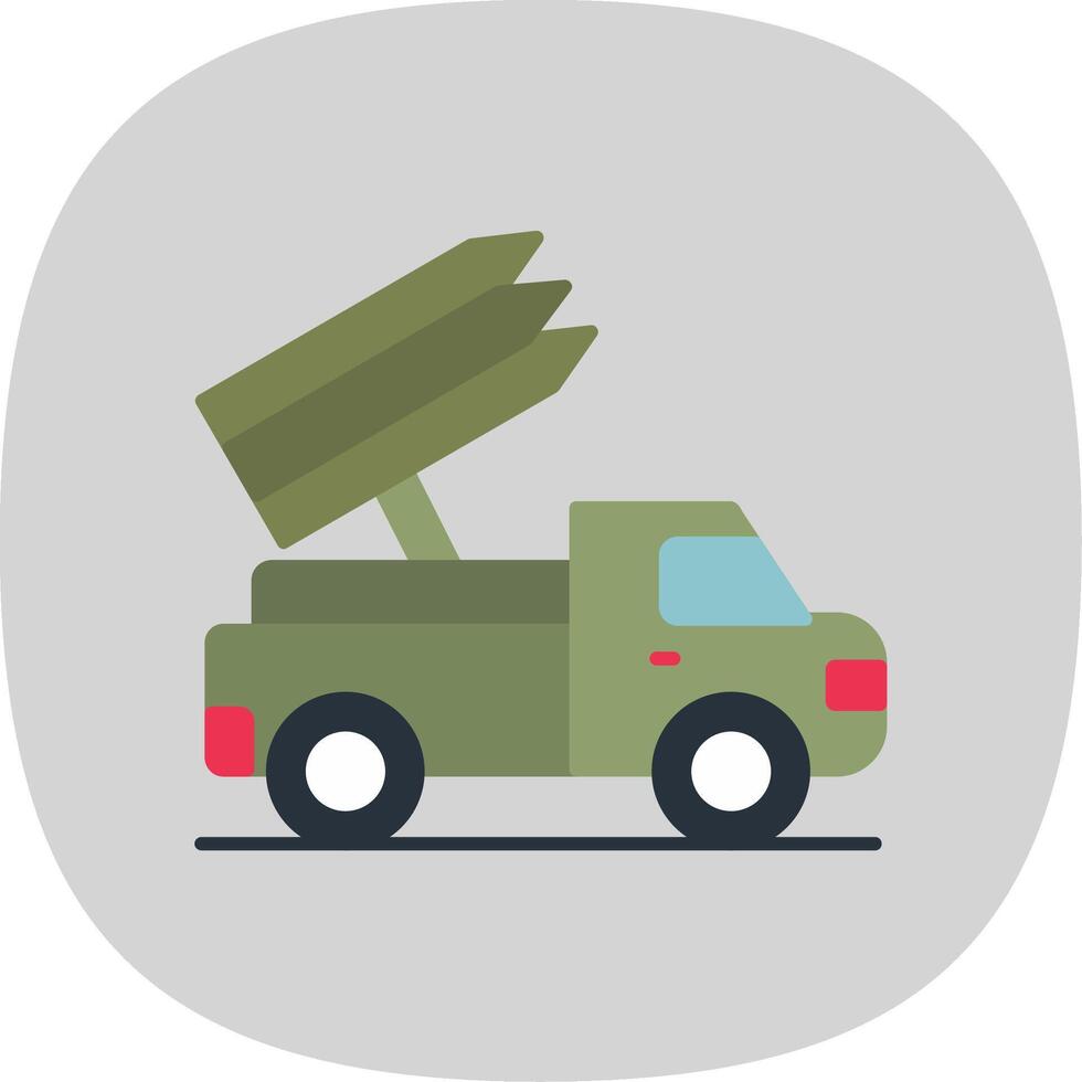 missile camion piatto curva icona vettore