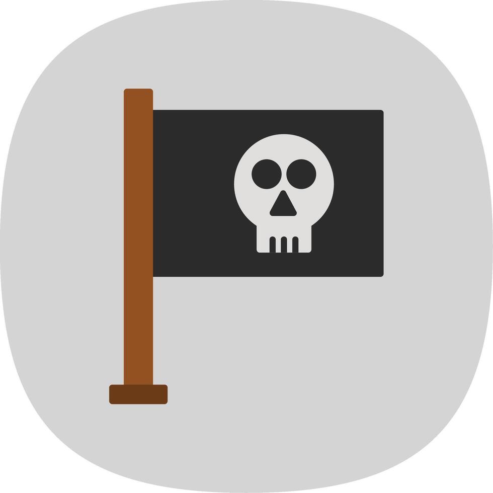 pirata bandiera piatto curva icona vettore