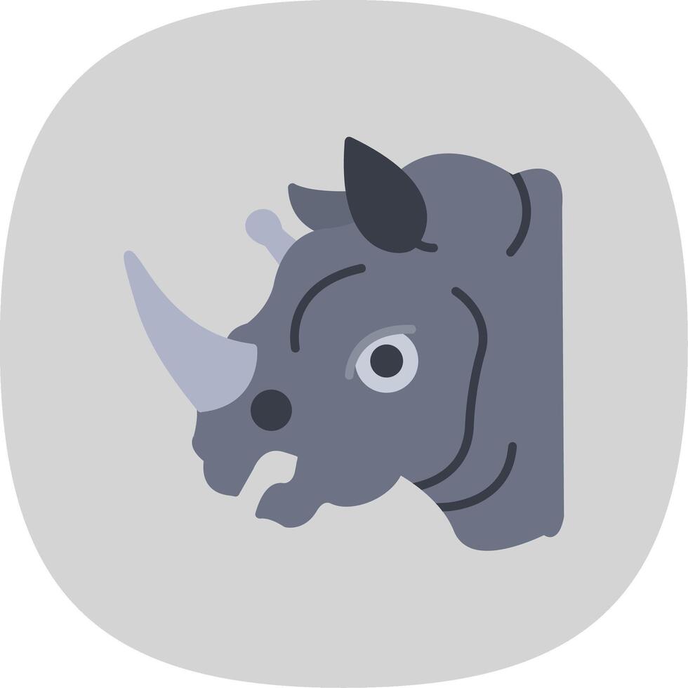 rinoceronte piatto curva icona vettore