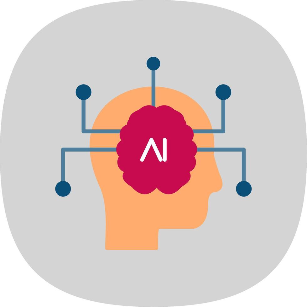 artificiale intelligenza piatto curva icona vettore