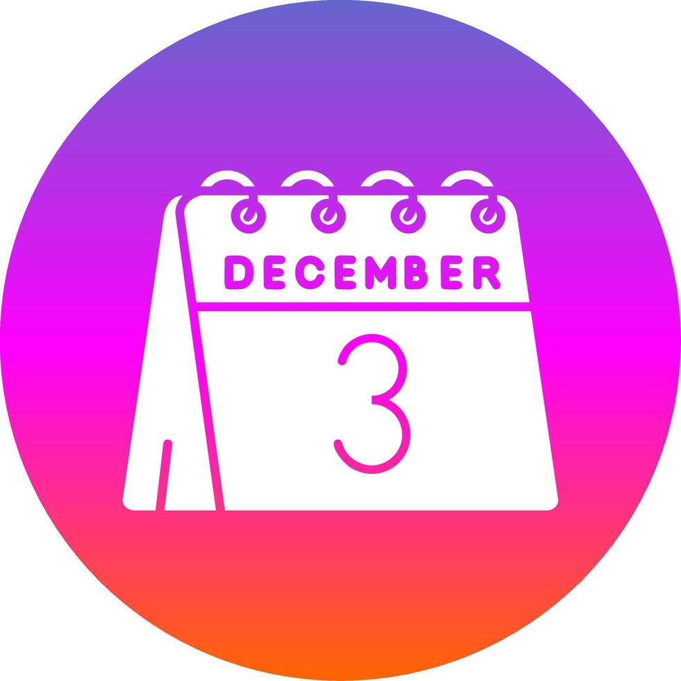 3 ° di dicembre glifo pendenza cerchio icona vettore