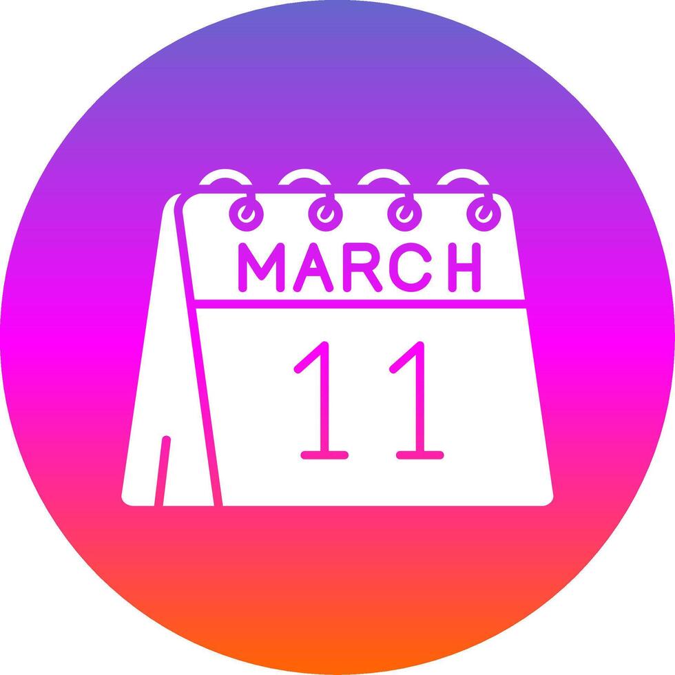 11 ° di marzo glifo pendenza cerchio icona vettore