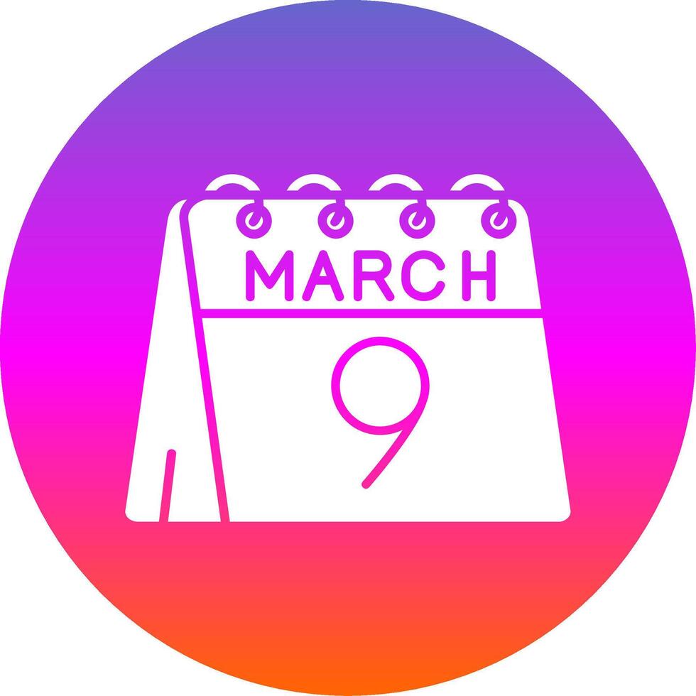 9 ° di marzo glifo pendenza cerchio icona vettore
