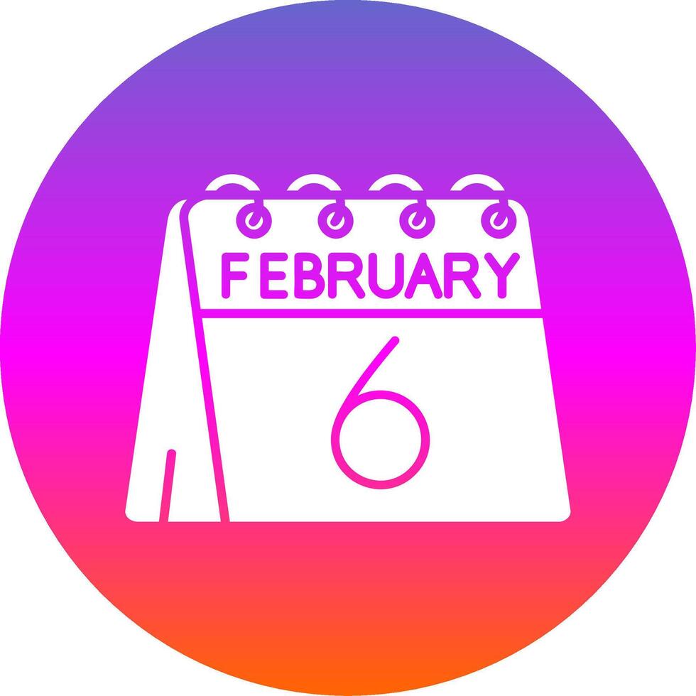 6 ° di febbraio glifo pendenza cerchio icona vettore