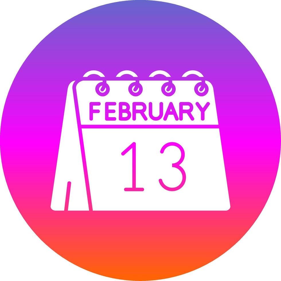 13 ° di febbraio glifo pendenza cerchio icona vettore