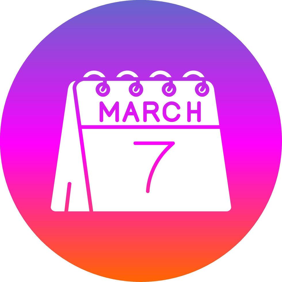 7 ° di marzo glifo pendenza cerchio icona vettore