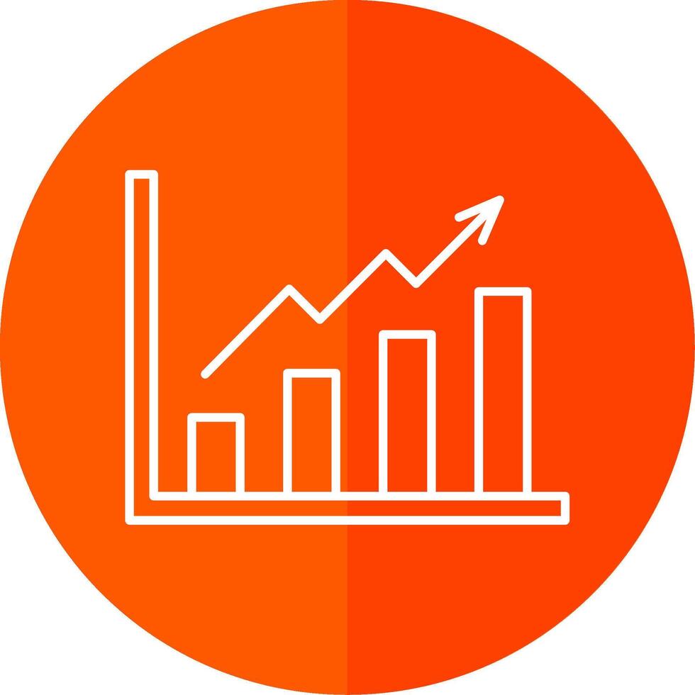 crescita grafico linea rosso cerchio icona vettore