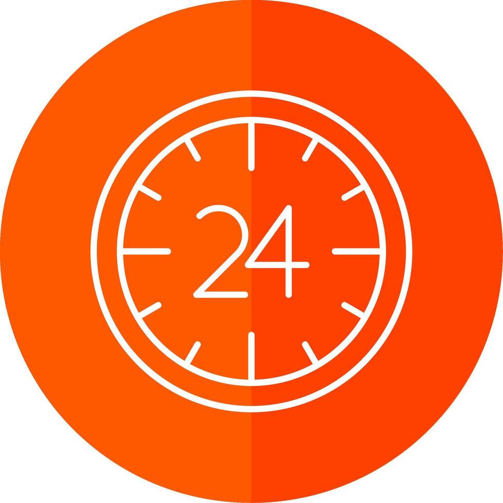 24 ore linea rosso cerchio icona vettore