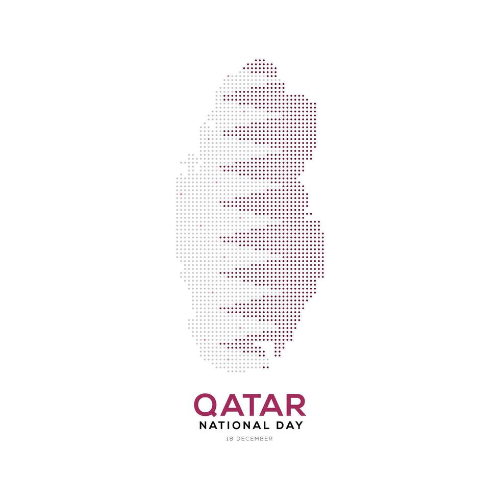 Qatar nazionale giorno celebrazione bandiera con punto di riferimento e bandiera vettore