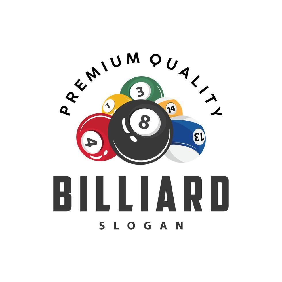 biliardo logo minimalista design palla e bastone simbolo illustrazione modello vettore