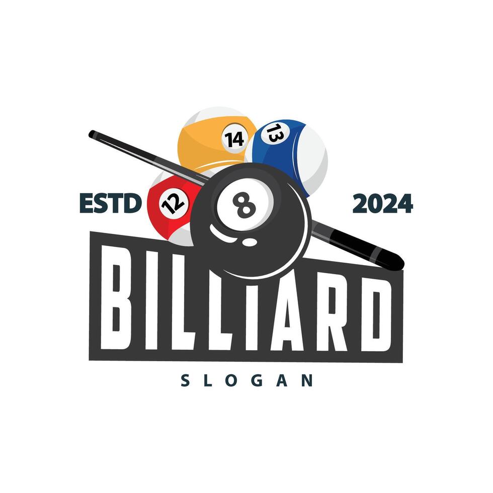biliardo logo minimalista design palla e bastone simbolo illustrazione modello vettore