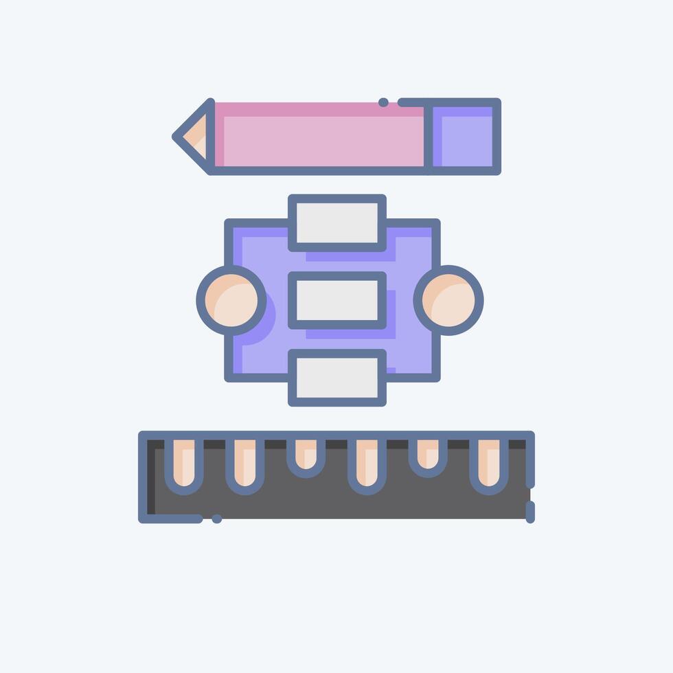 icona progetto diagramma di flusso. relazionato per creativo concetto simbolo. scarabocchio stile. semplice design modificabile. semplice illustrazione vettore