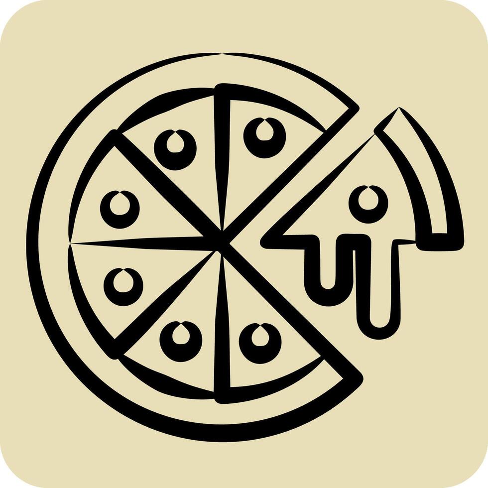 icona Pizza. relazionato per veloce cibo simbolo. mano disegnato stile. semplice design modificabile. semplice illustrazione vettore