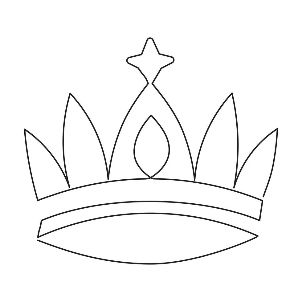 continuo singolo linea disegno di reale corona semplice re corona schema vettore arte illustrazione design.