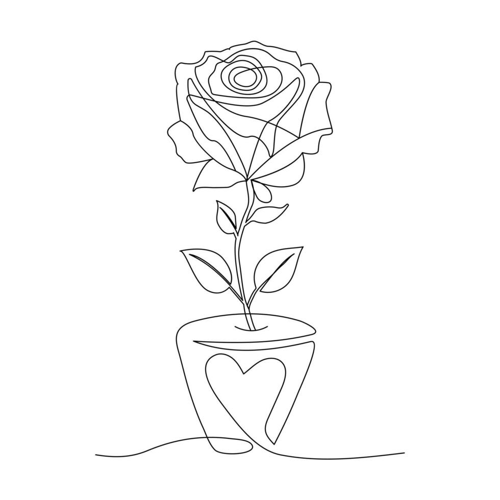 continuo uno linea opera d'arte di rosa fiore tulipano vettore illustrazione design.