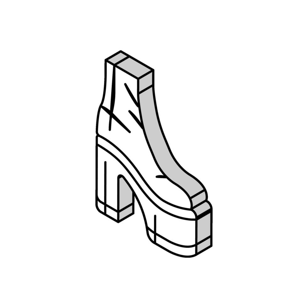 piattaforma scarpe discoteca festa isometrico icona vettore illustrazione