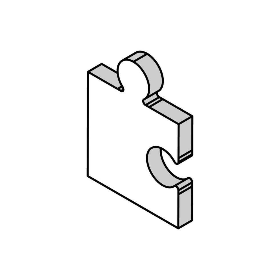 pezzo puzzle sega isometrico icona vettore illustrazione