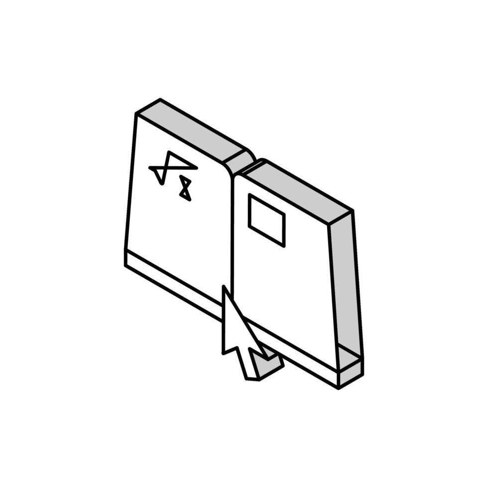 lettura in linea formazione scolastica libro isometrico icona vettore illustrazione