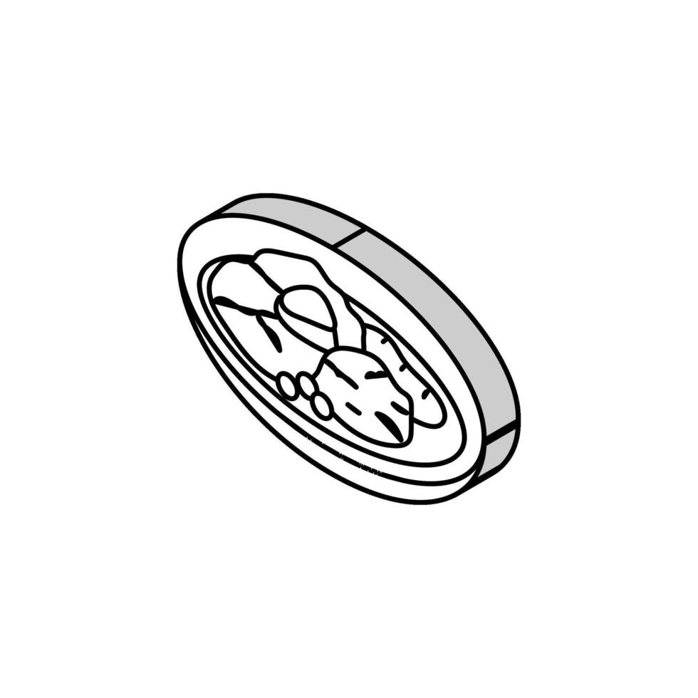osso buco stufato italiano cucina isometrico icona vettore illustrazione