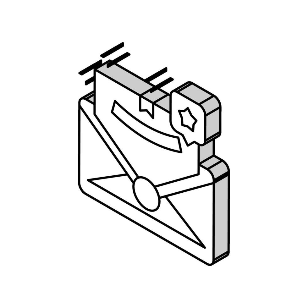evento attivato e-mail isometrico icona vettore illustrazione