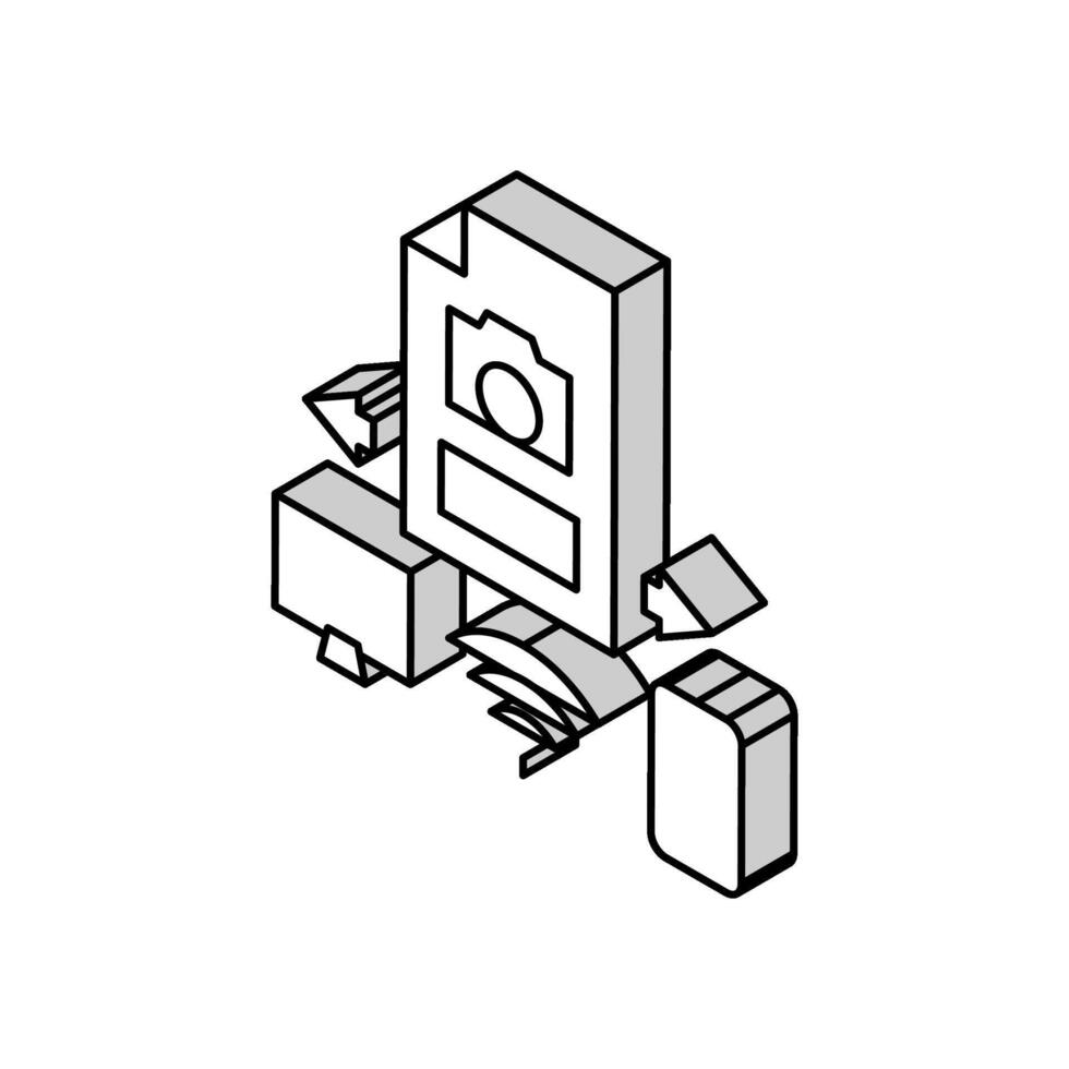 dispositivi foto scambio isometrico icona vettore illustrazione